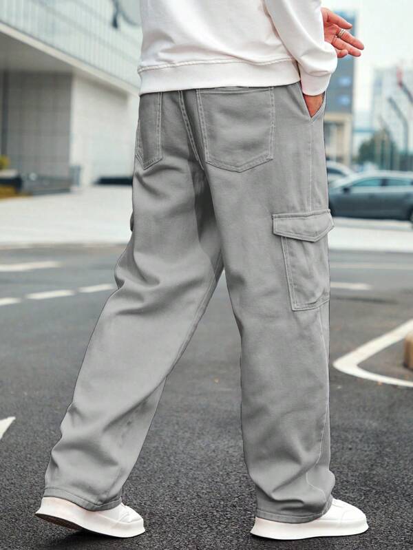 Moonstone Grey Flap Pocket Side Cargo Jeans