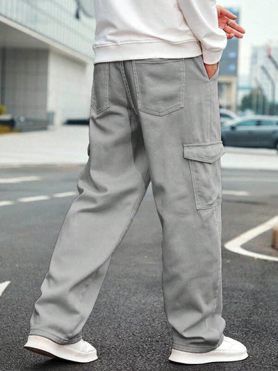 Moonstone Grey Flap Pocket Side Cargo Jeans