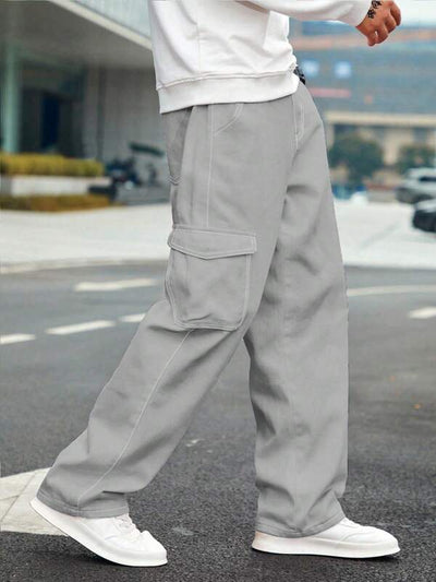 Moonstone Grey Flap Pocket Side Cargo Jeans