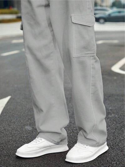Moonstone Grey Flap Pocket Side Cargo Jeans