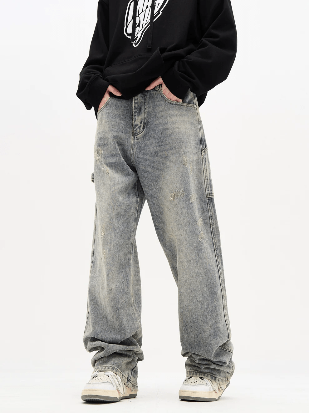 Blue Sand Washed Baggy Jeans