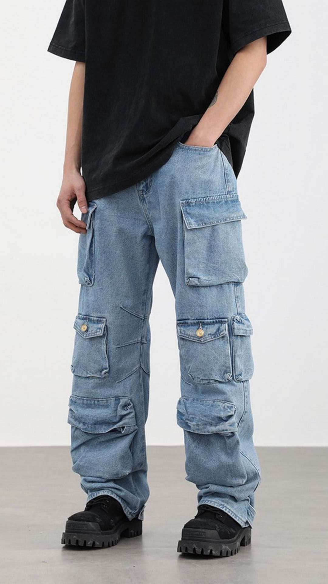 Multi Purpose Pocket Baggy Cargo Jeans