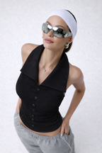 Collared Pin Up Vest Top