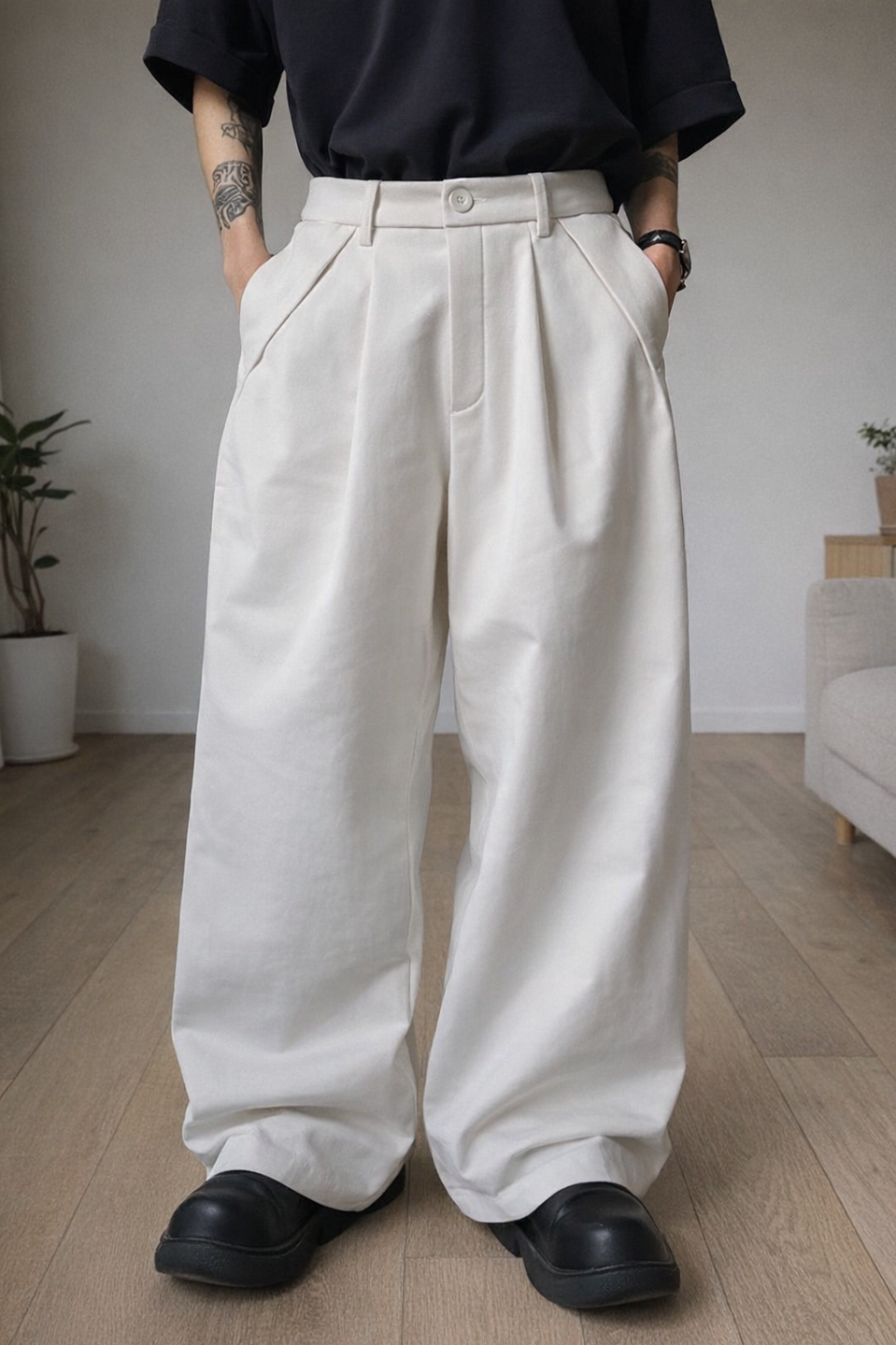 Street Cast Relaxed Wide Trousers