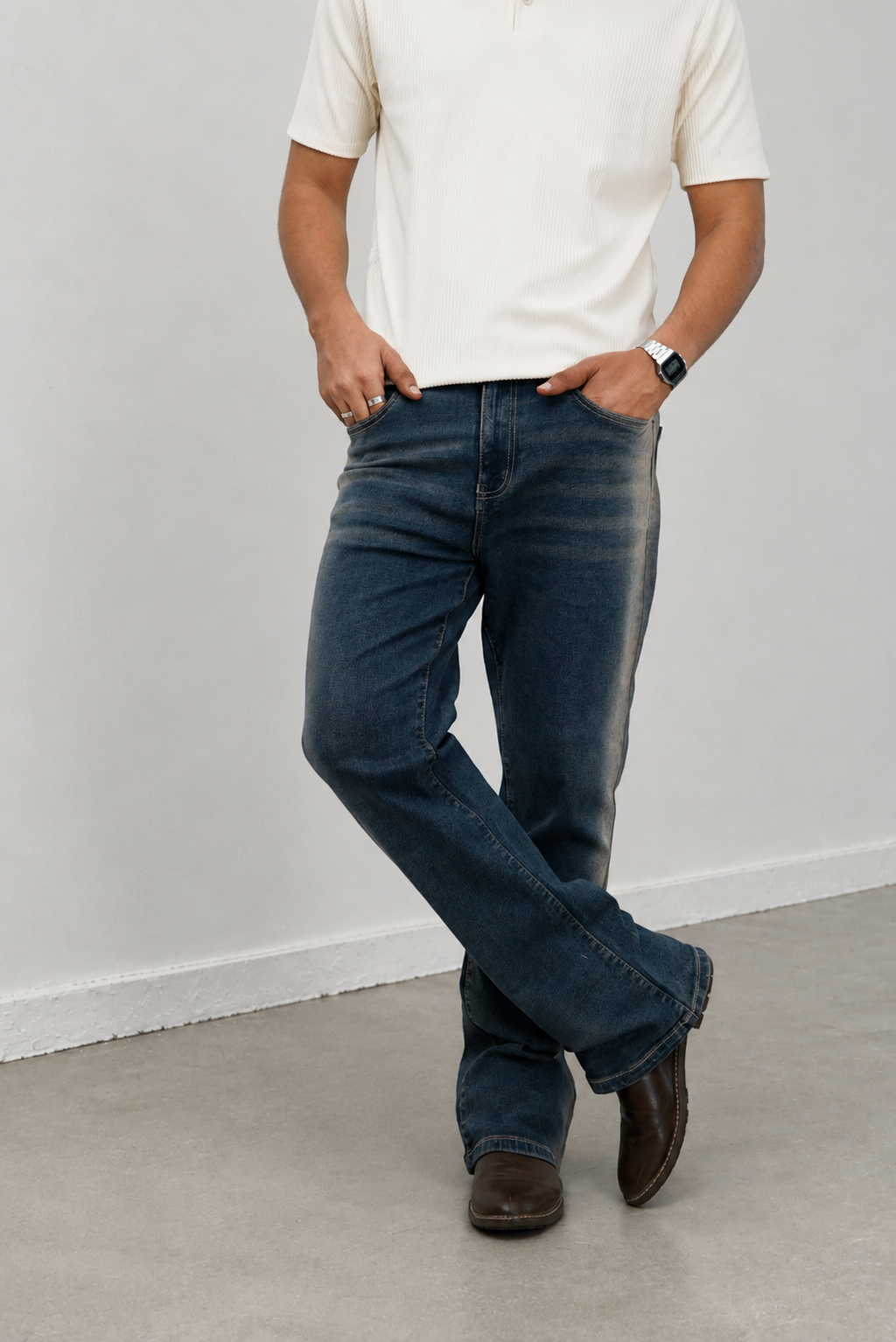 Blue Axis Fade Slim Bootcut Jeans