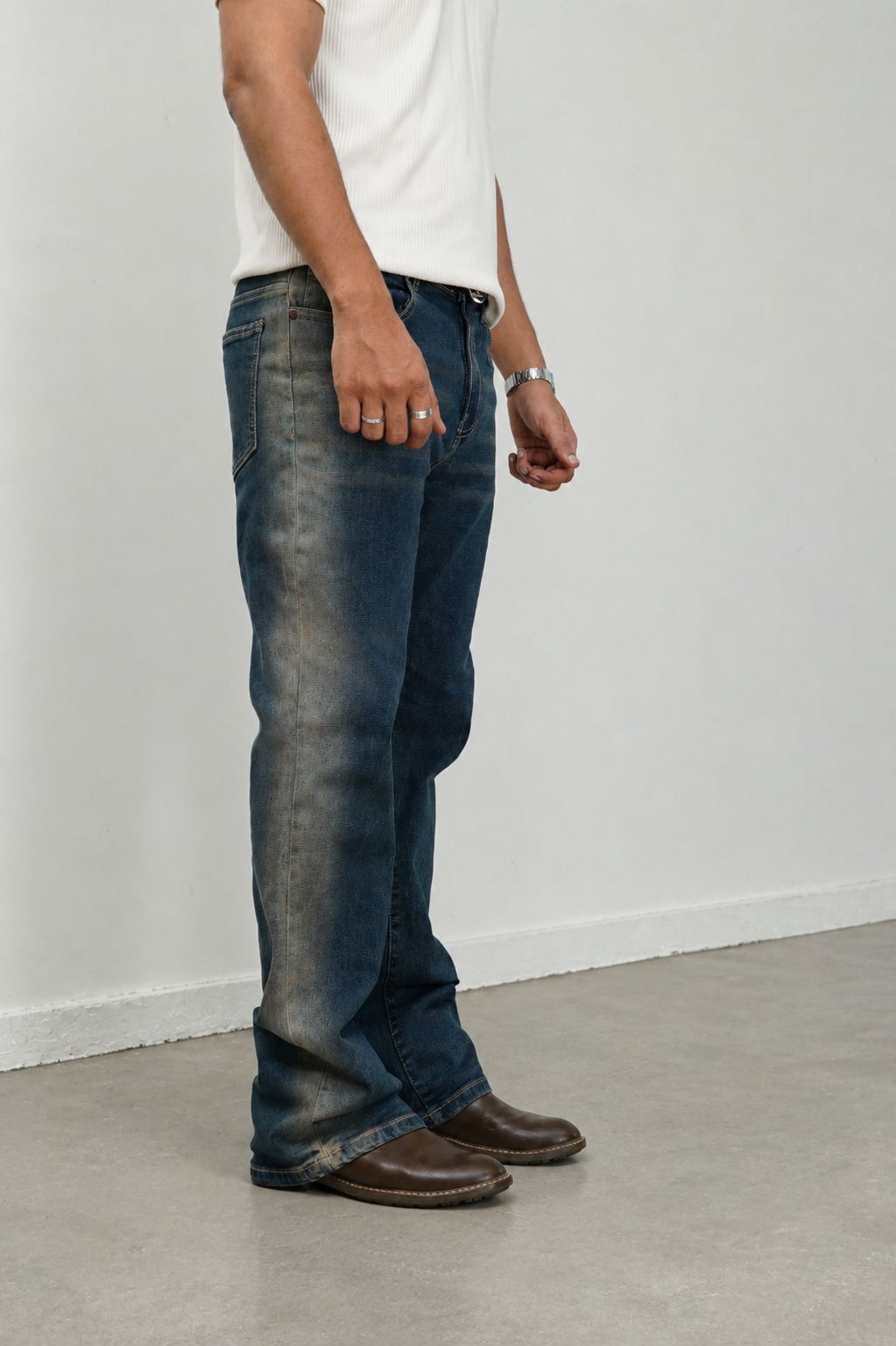 Blue Axis Fade Slim Bootcut Jeans
