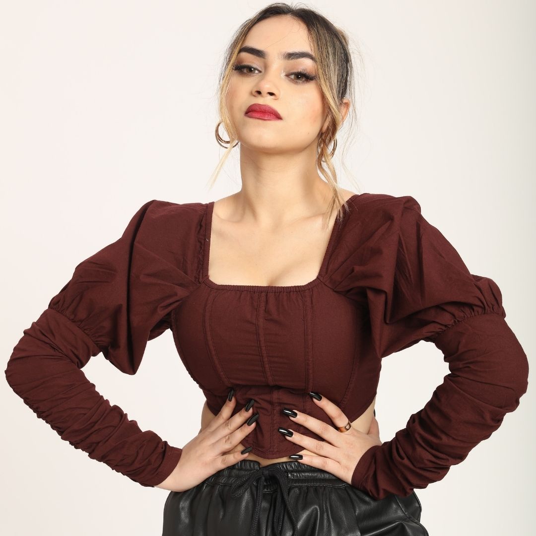 Cinnamon Queen Sleeves Corset Top