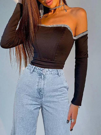 Diamond Girl Off Shoulder Full Sleeve Top