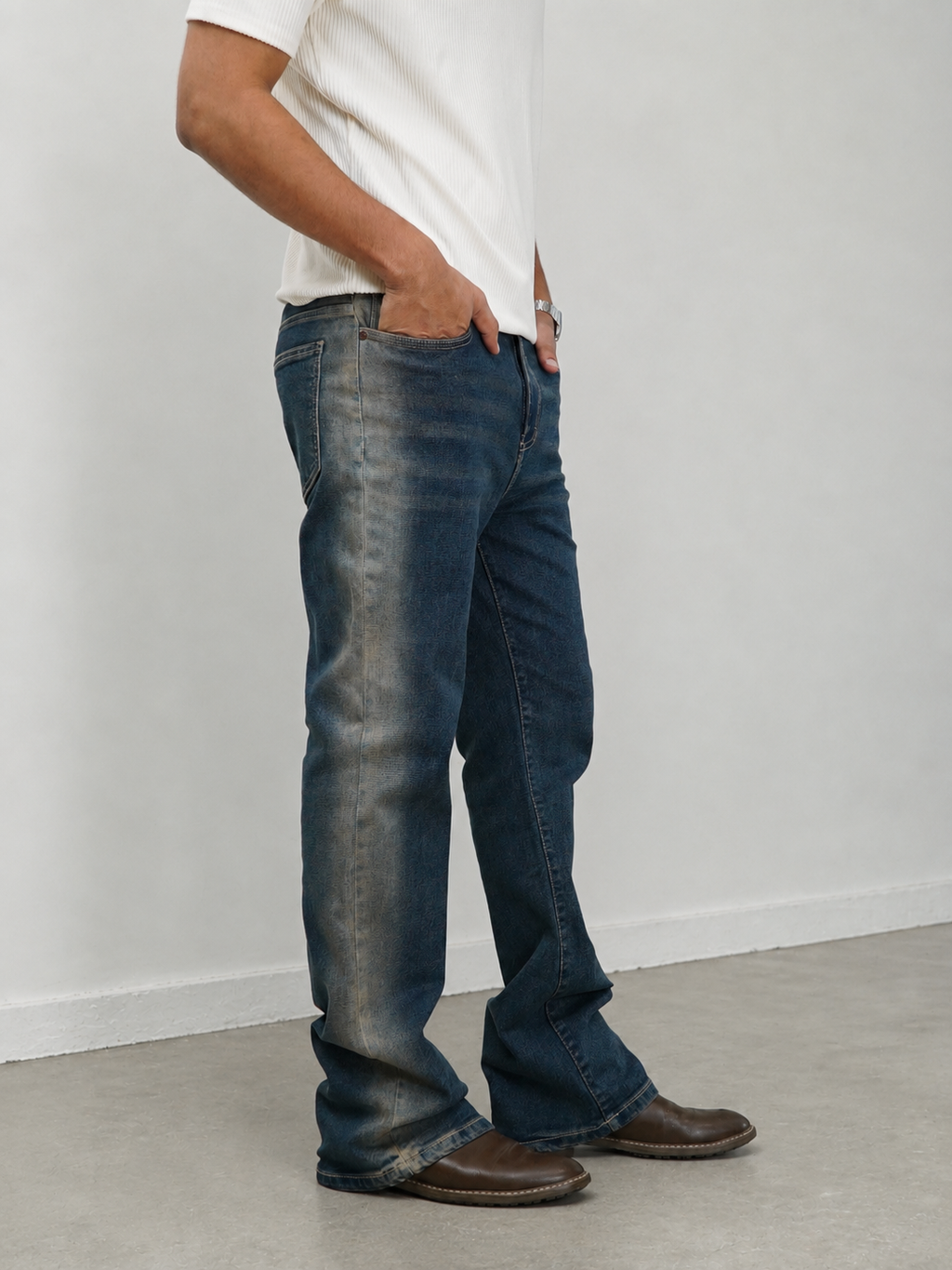 Blue Axis Fade Slim Bootcut Jeans