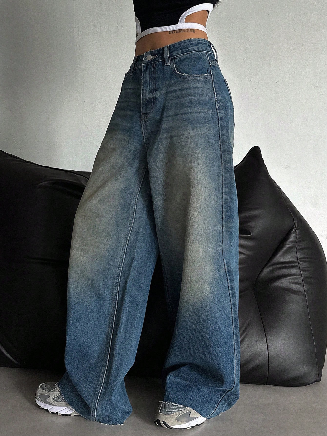 Stale Blue Baggy Wide Leg Jeans