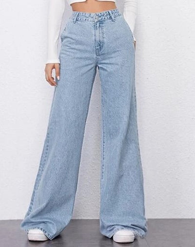 Sky Blue Fall Wide Leg High Rise Jeans – Offduty India