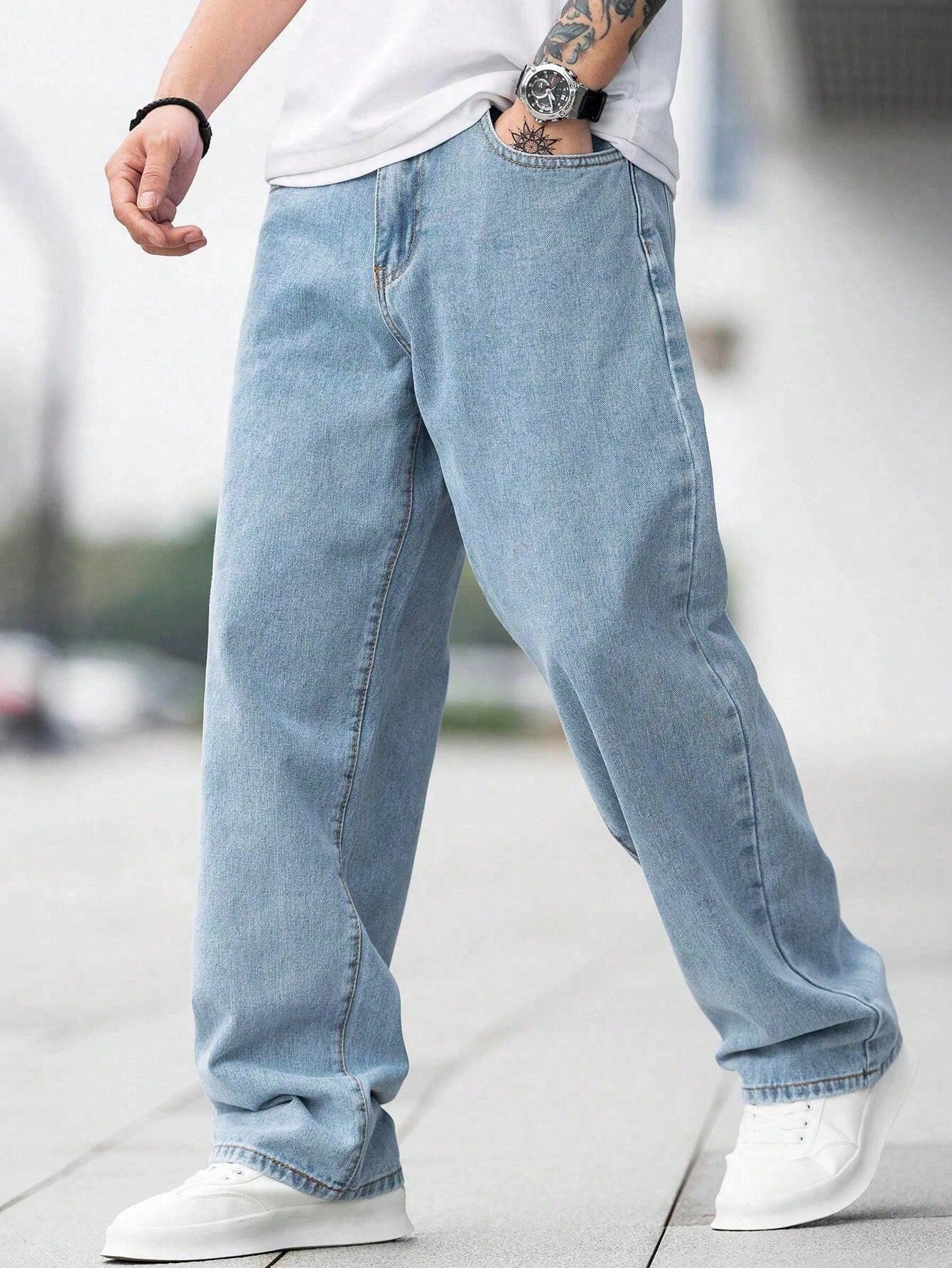 Slate Blue Baggy Fit Rigid jeans
