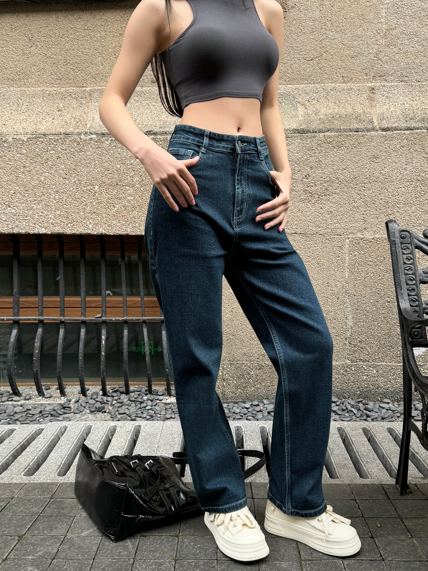 Cosmic Blue Dad Fit Straight Jeans