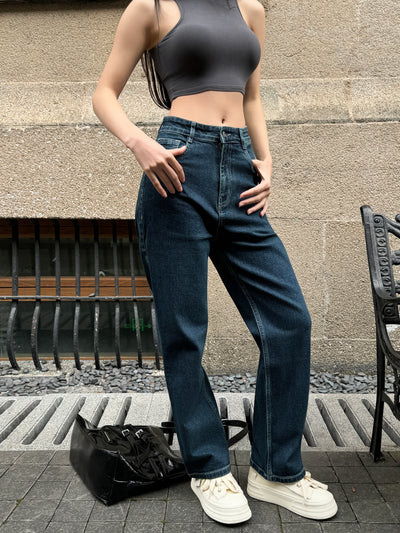 Cosmic Blue Dad Fit Straight Jeans