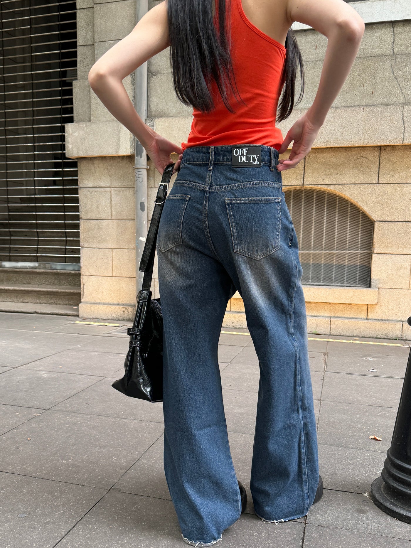 Off Beat Distressed Blue Baggy Jeans