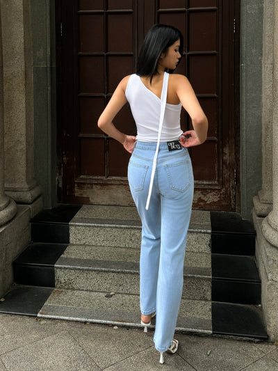 Wash Out Regular Blue Stretch Tailored Straight Leg Jeans