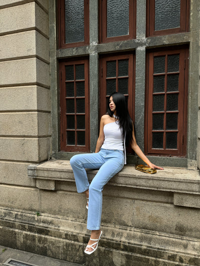 Wash Out Regular Blue Stretch Tailored Straight Leg Jeans