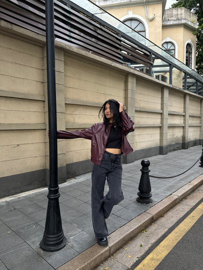 Charcoal Wide Leg High Rise Jeans