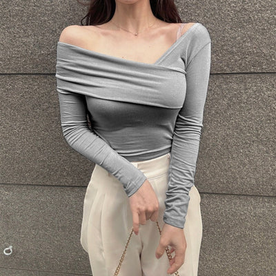 Korean Way Overlpped Off Shoulder Top