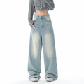 Gunmetal Blue Baggy Wide Leg Jeans