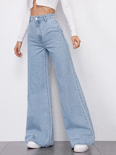 Sky Blue Fall Wide Leg High Rise Jeans