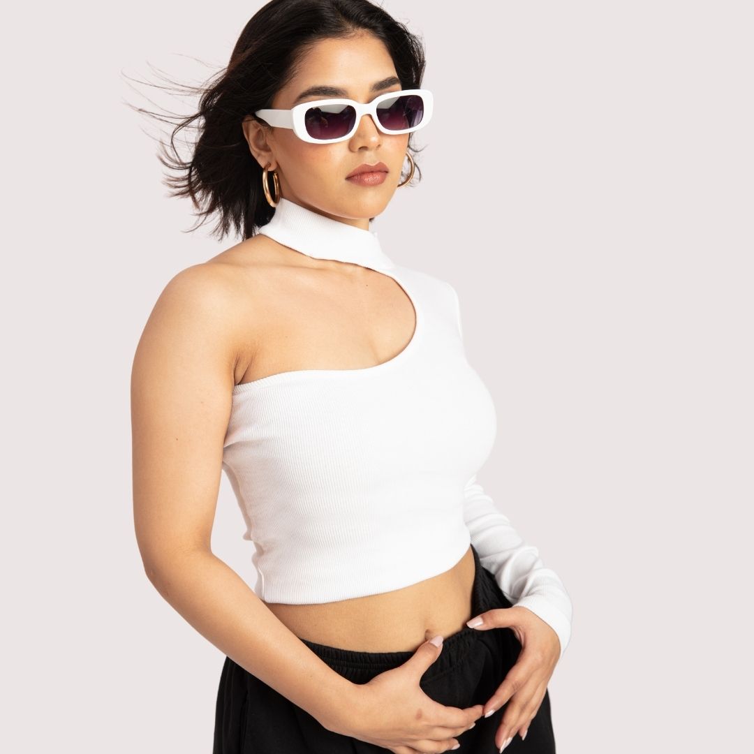  オフショル Track Top One Shoulder One Shoulder Drop Top In Brown – Oyela