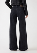 Onyx Black Stone Wash Wide Leg High Rise Jeans