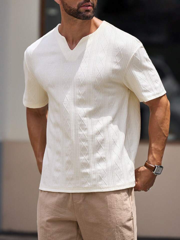 Korean Texture V Neck Casual Shirt