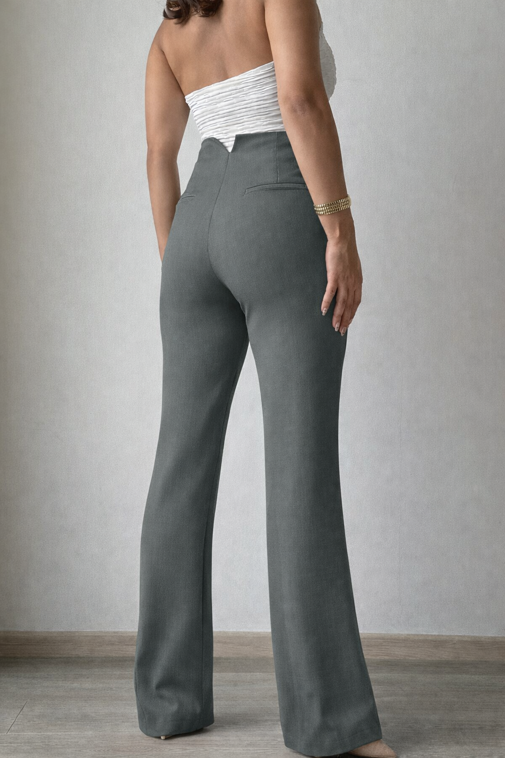 Polished Linen Flared Tailored Pants