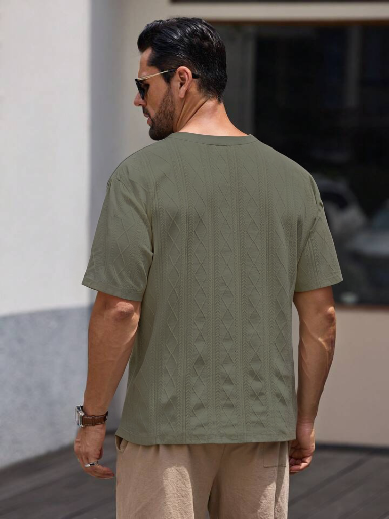 Korean Texture V Neck Casual Shirt