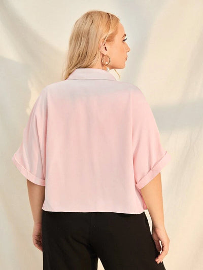 Plus Size Extended Cap Sleeves Short Shirt