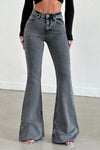 Neutral Grey Bootleg High Rise Jeans
