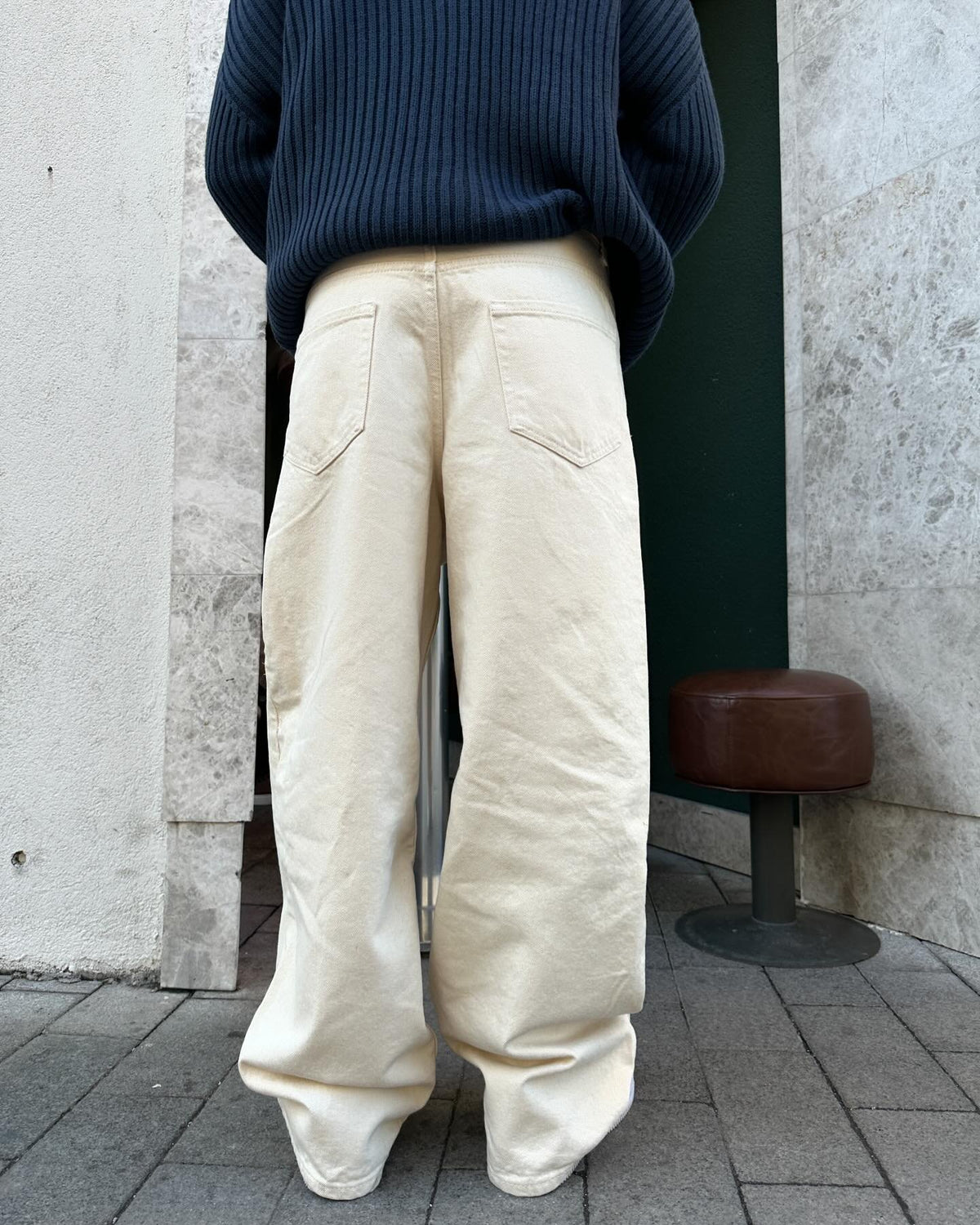 Nude Baggy Fit Straight Leg Jeans in Beige - Image 6