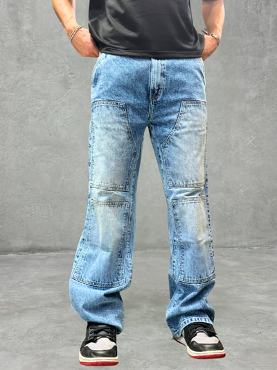 Blue Stone Wash Carpenter Baggy Jeans