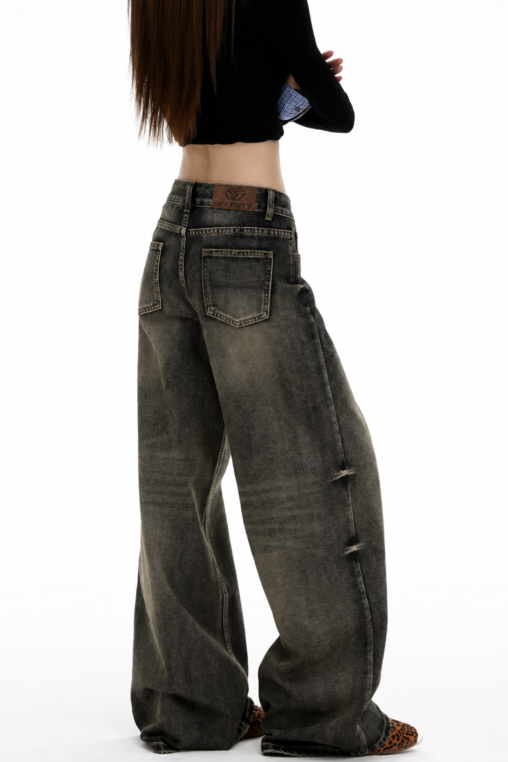 Burnt Frequency Wash Baggy Jeans