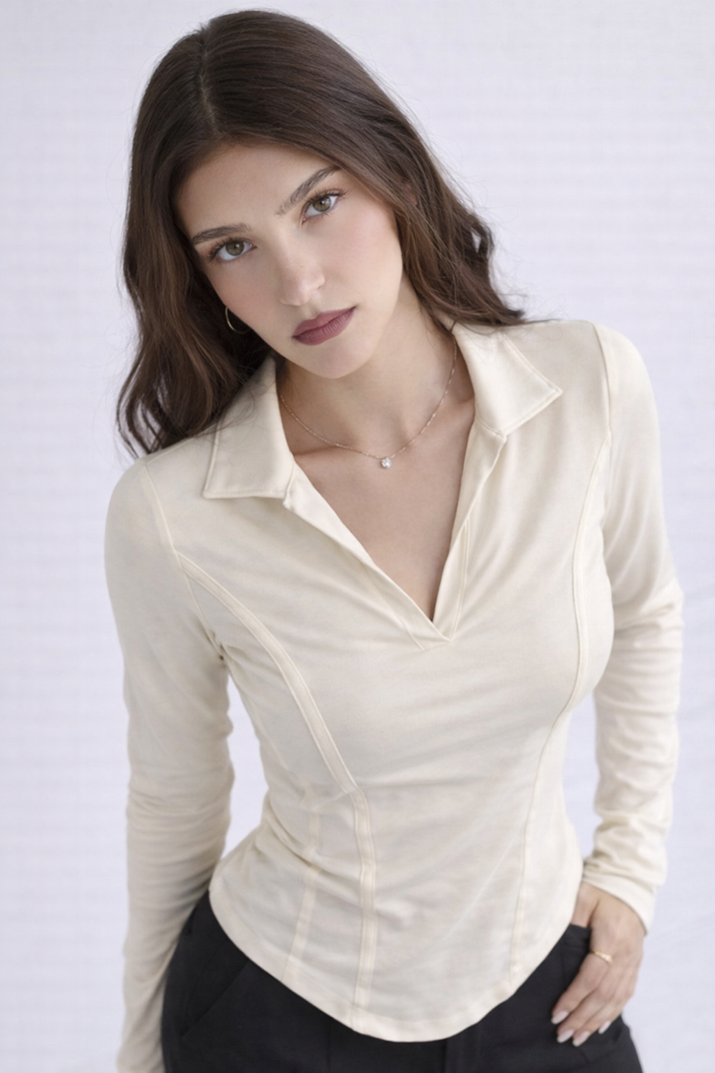 Princess Seam Collared Top