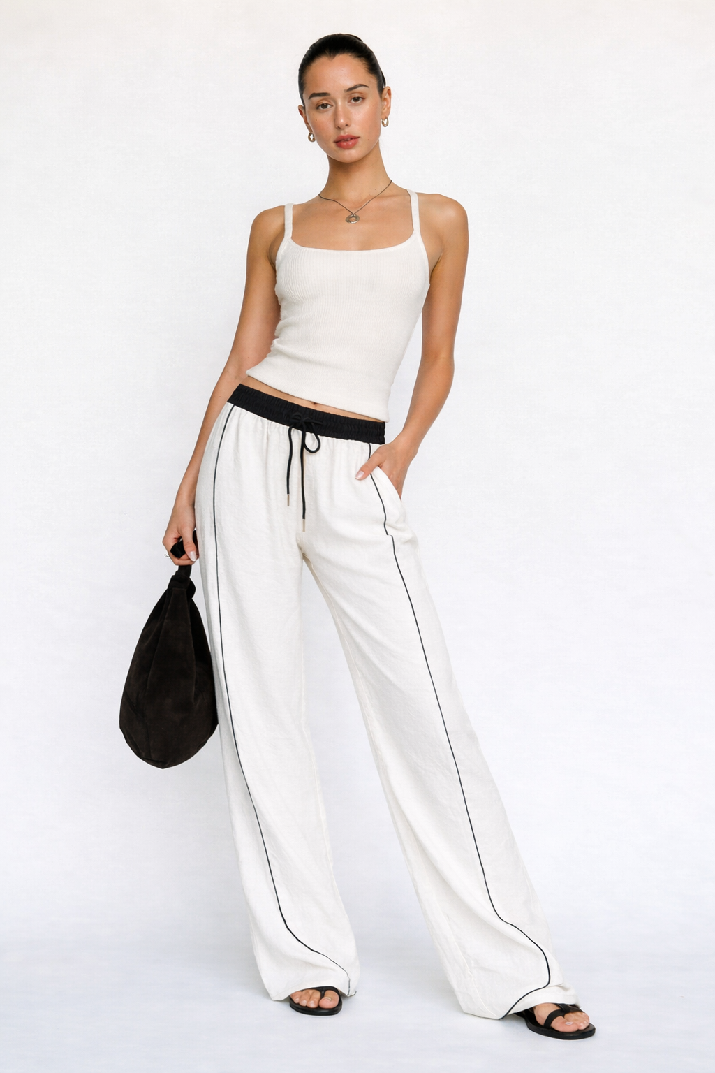 Drawstring Wide Leg Pants