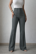 Polished Linen Flared Tailored Pants