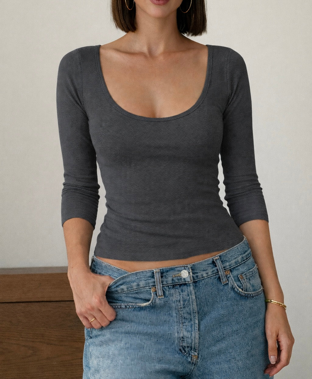 Curve Contour Rib Fitted Top