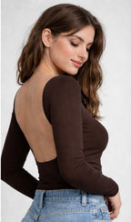 Backless Long Sleeve Top