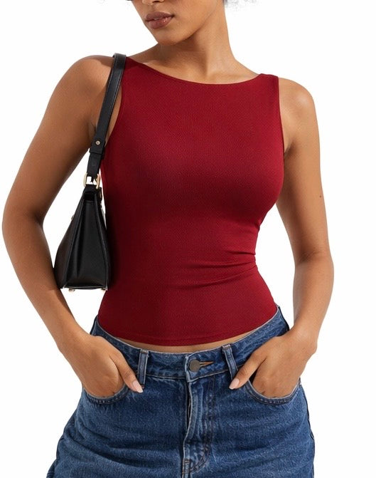 Soft Backless Boat Neck Tank Top