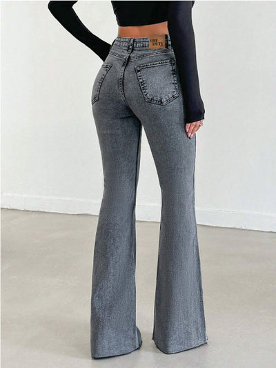 Neutral Grey Bootleg High Rise Jeans