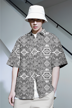 Black paisley print short sleeve shirt