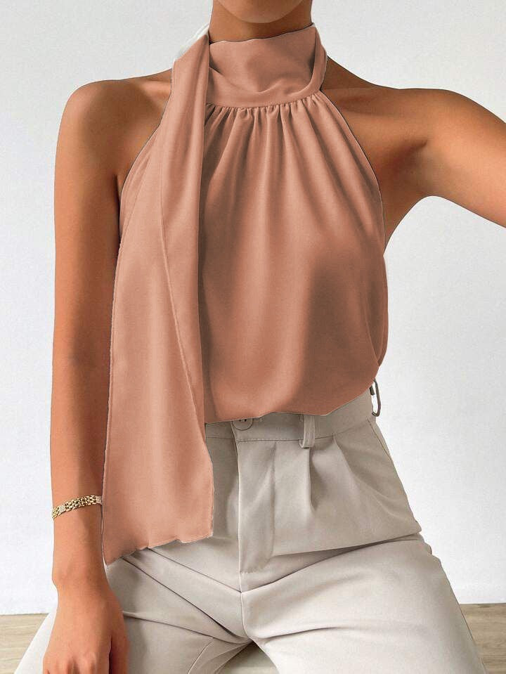 Back Tie Halter Neck Top