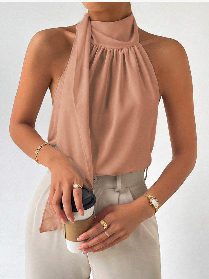 Back Tie Halter Neck Top