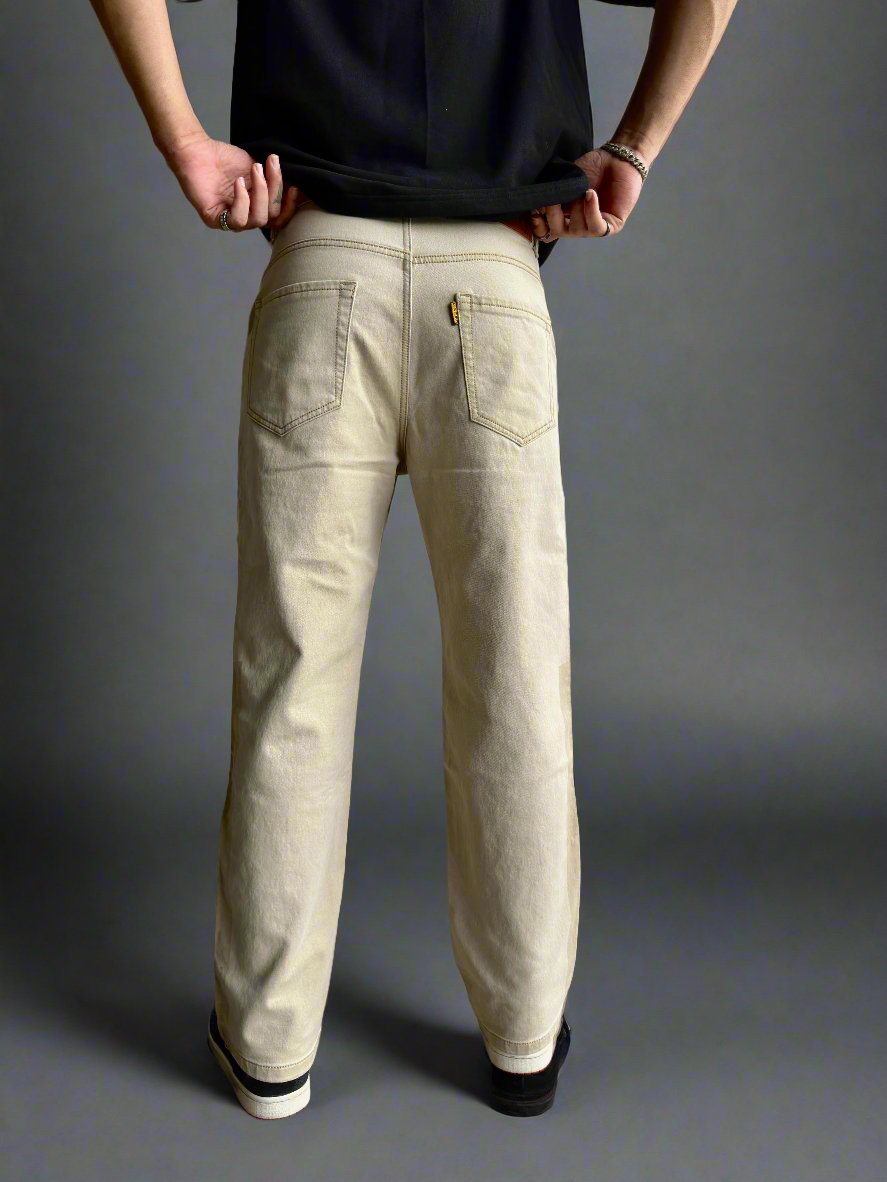 Neutral Dual Tone Loose Straight Leg Jeans Offduty India