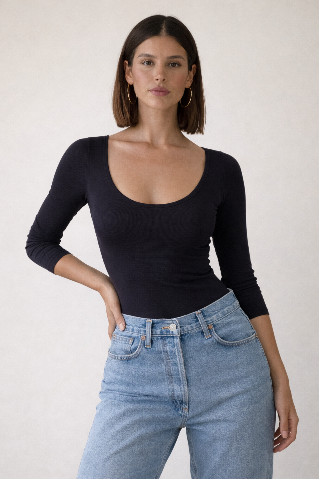 Curve Contour Rib Fitted Top