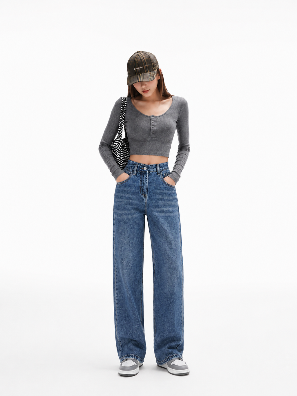 Coastal Blue Cross Belt Straight Fit Jeans