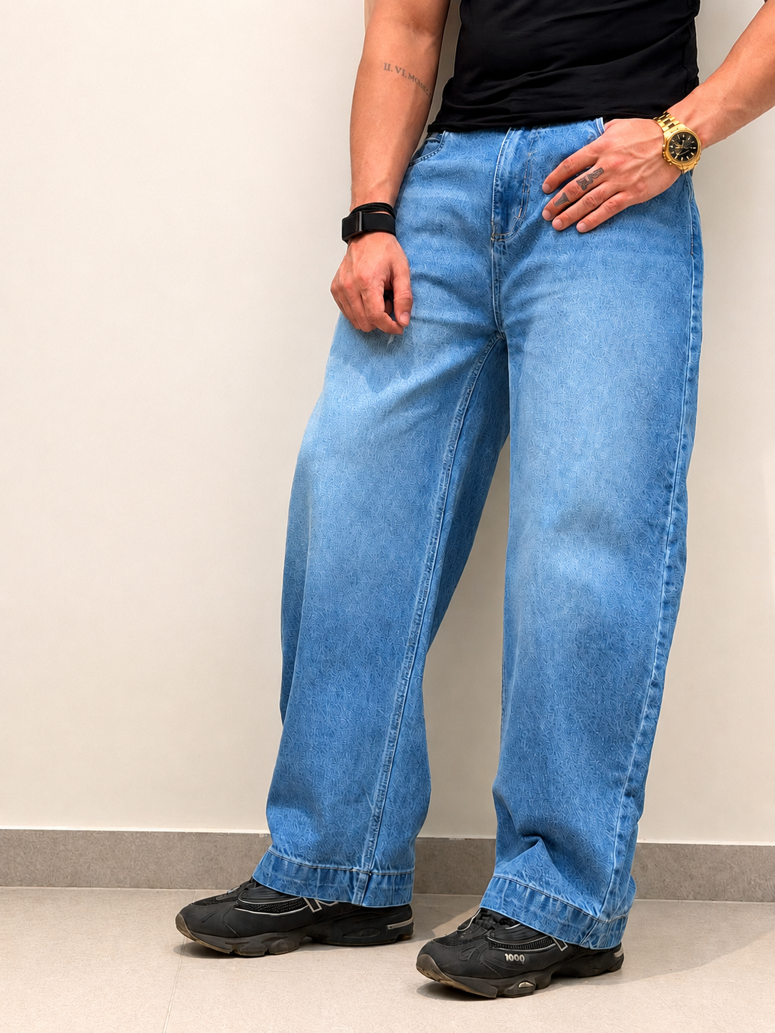 Glitch Blue Japan Baggy Jeans