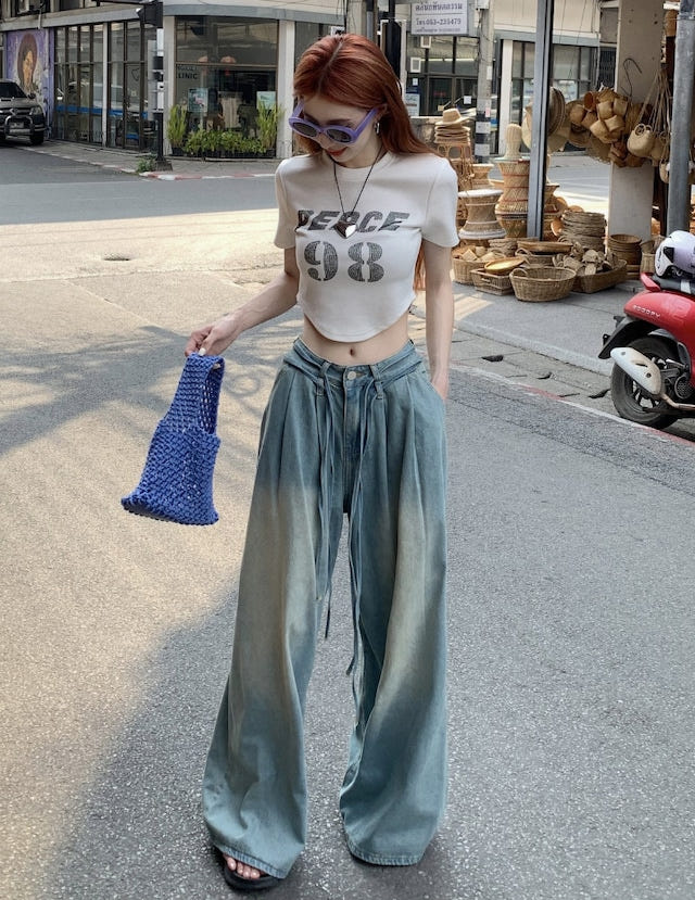 Sporty Glam Baggy Denim Joggers